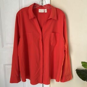 Chico’s Orange Button-Down Long‎ Sleeve Tunic Shirt Size 4/4X/26